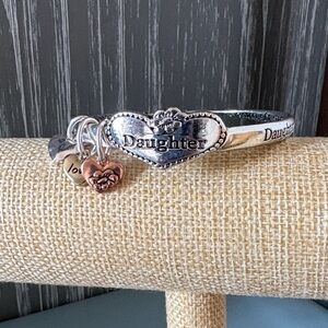 NWT Silver Bangle Bracelet Silver with Daughter Inspirational Message